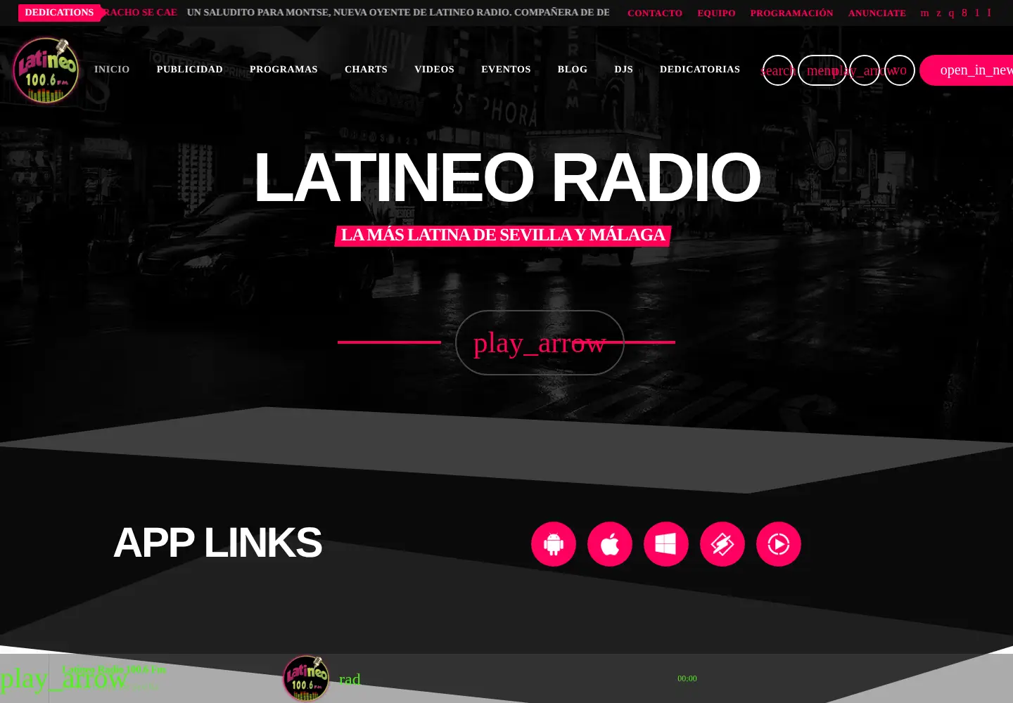 Captured homepage of latineo.fm in the current scan