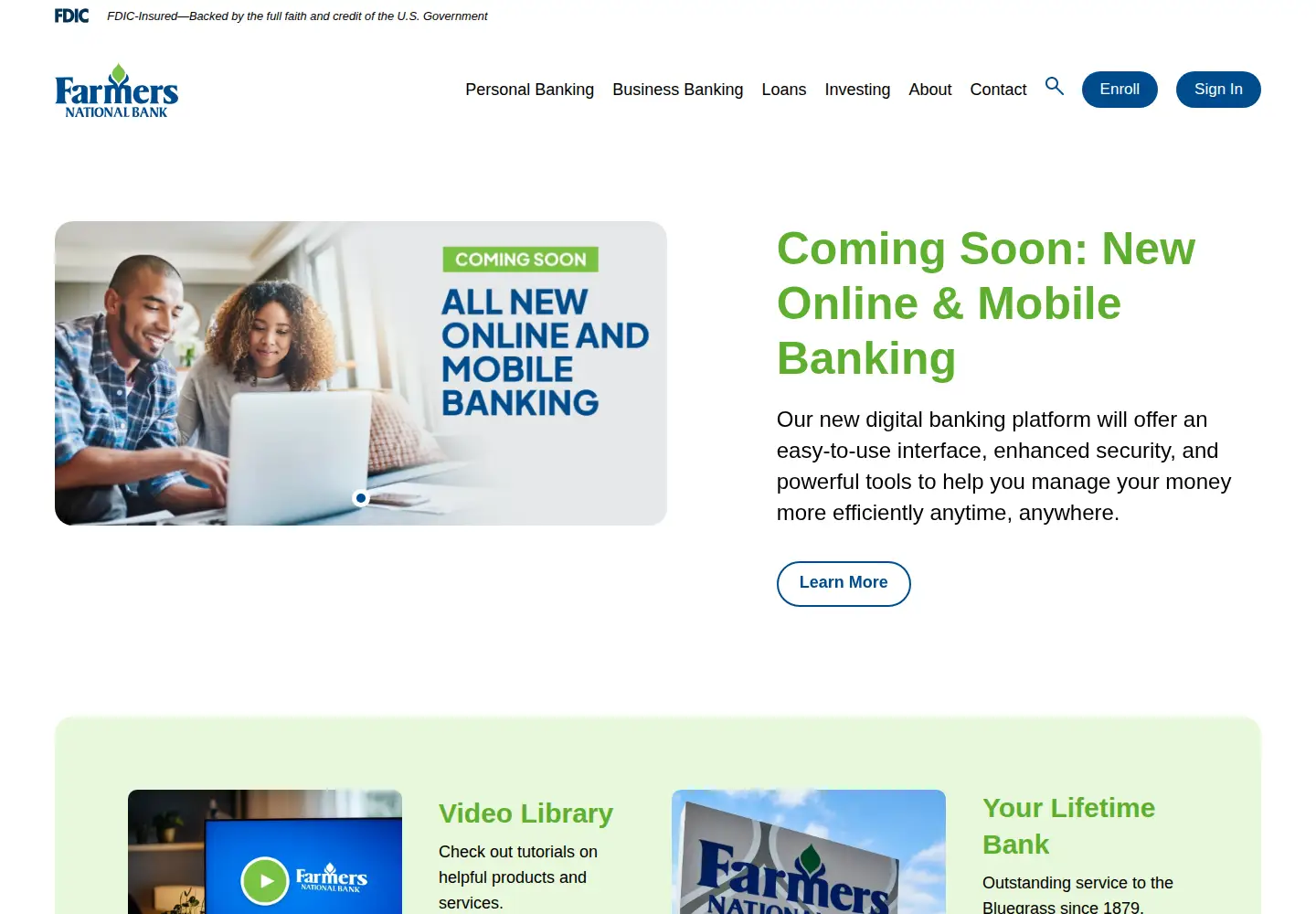 Captured homepage of fnbky.com in the current scan