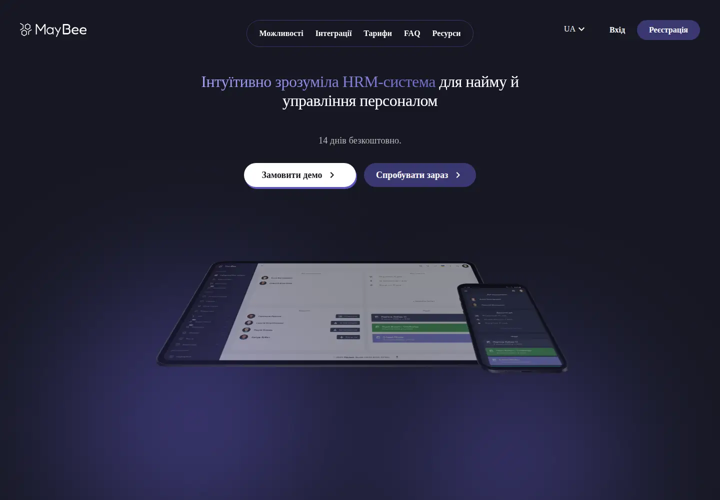 Captured homepage of maybee.systems in the current scan