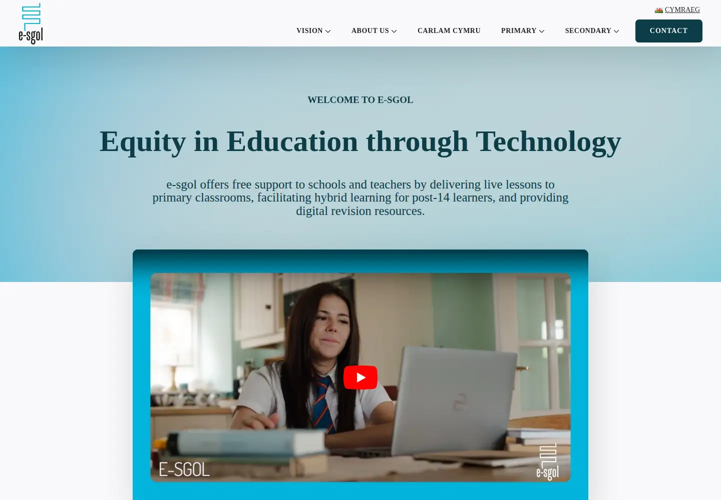 Screenshot of e-sgol.cymru