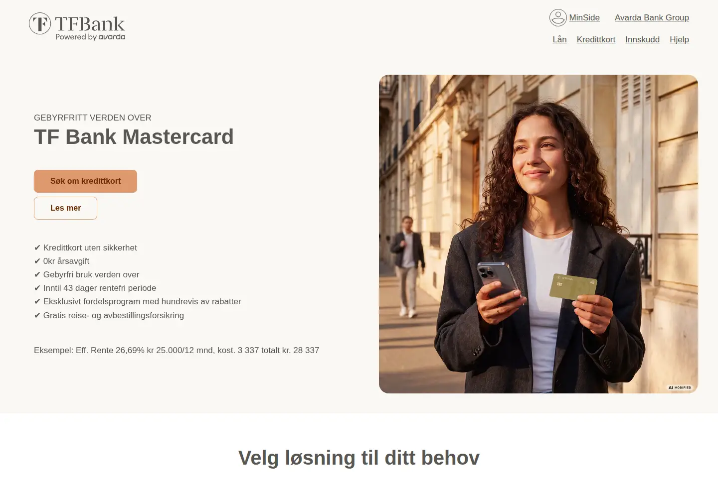 Screenshot of tfbank.no