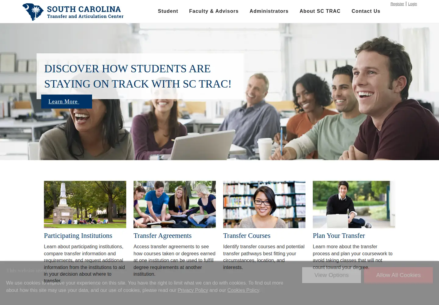Captured homepage of sctrac.org in the current scan