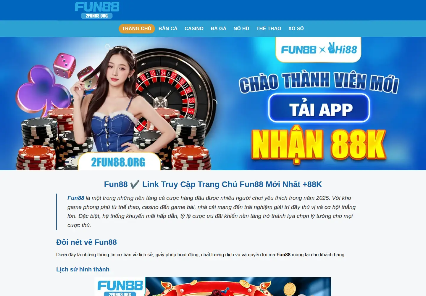 Captured homepage of 2fun88.org in the current scan