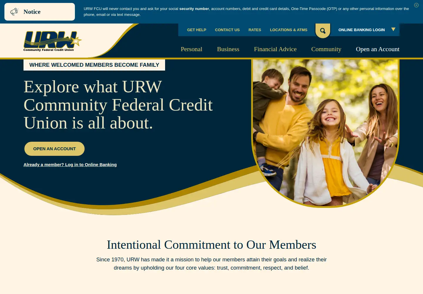 Screenshot of urwfcu.org