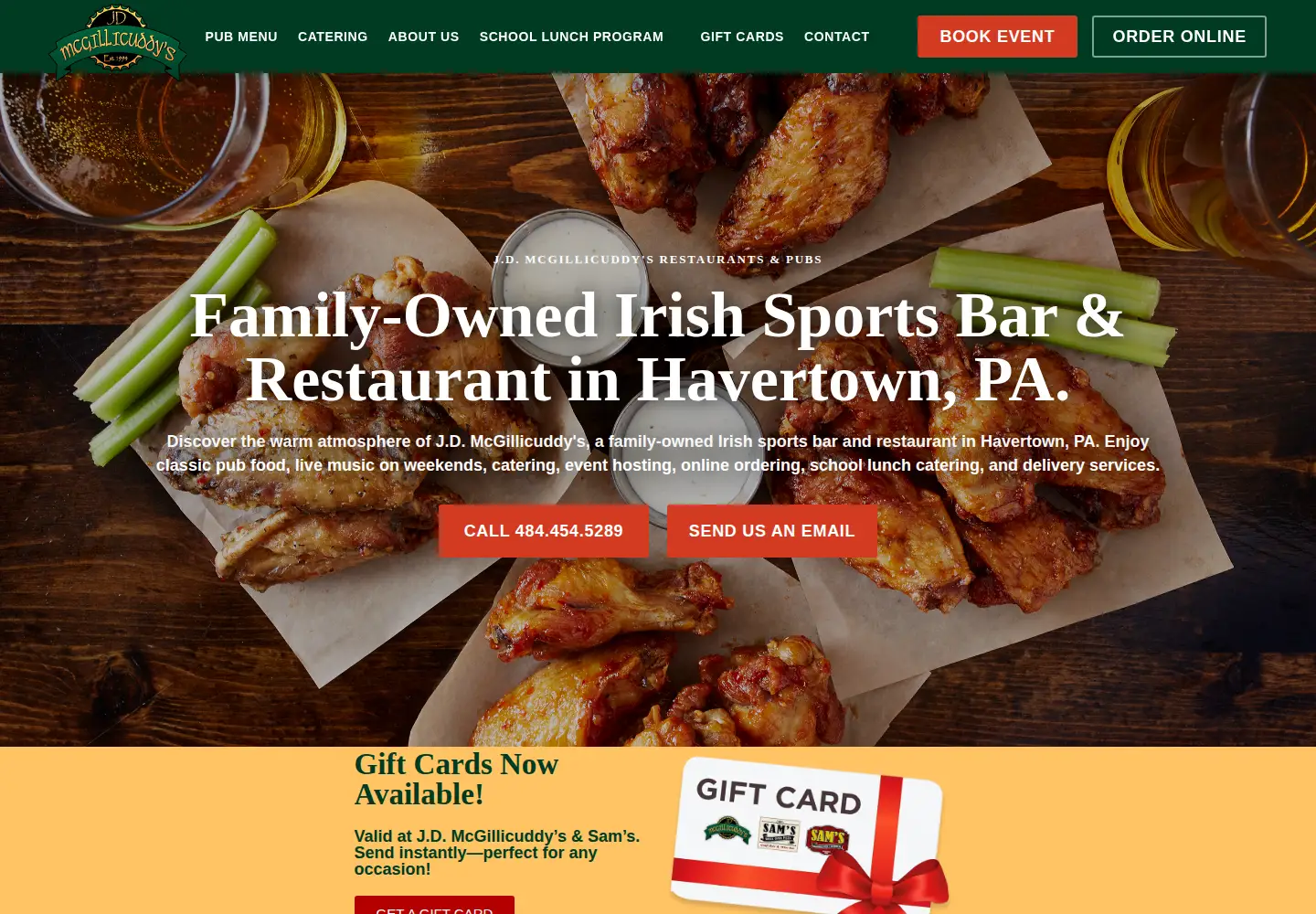 Screenshot of jdmcgillicuddys.com