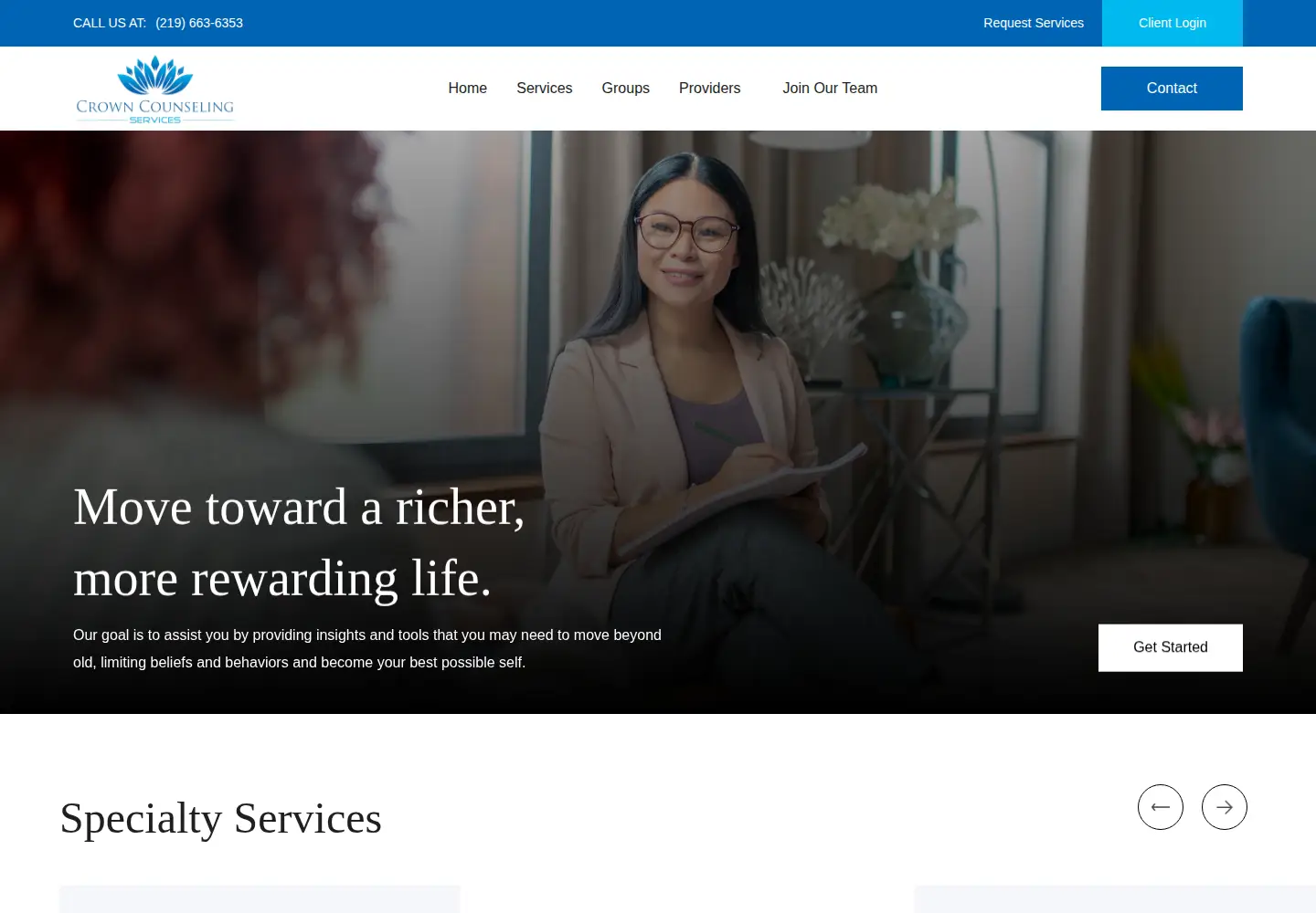 Captured homepage of crowncounselingservices.com in the current scan