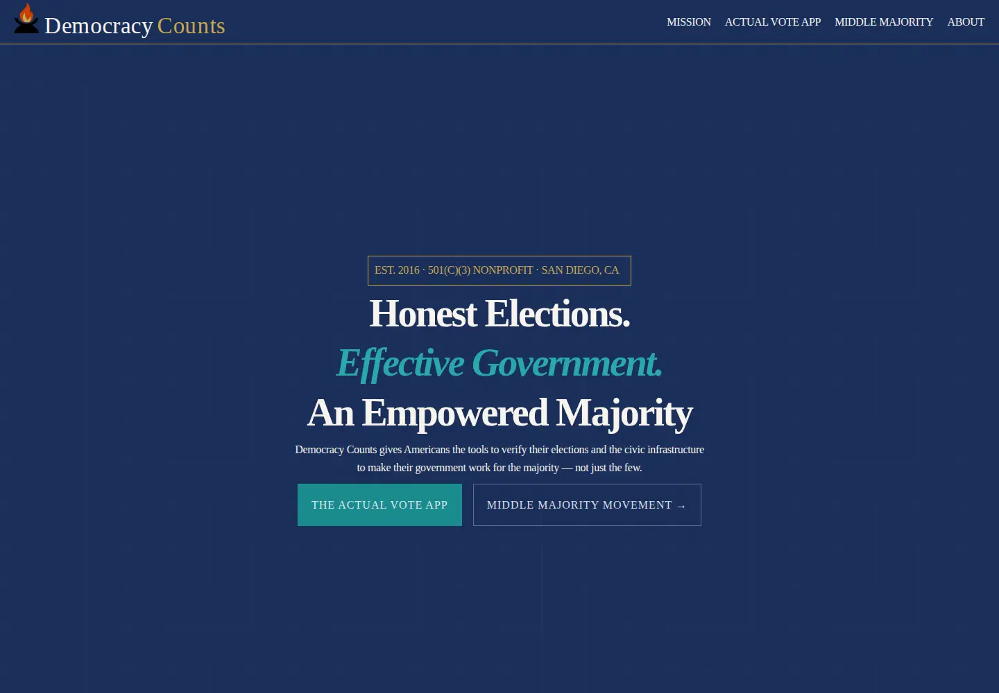 Screenshot of democracycounts.org