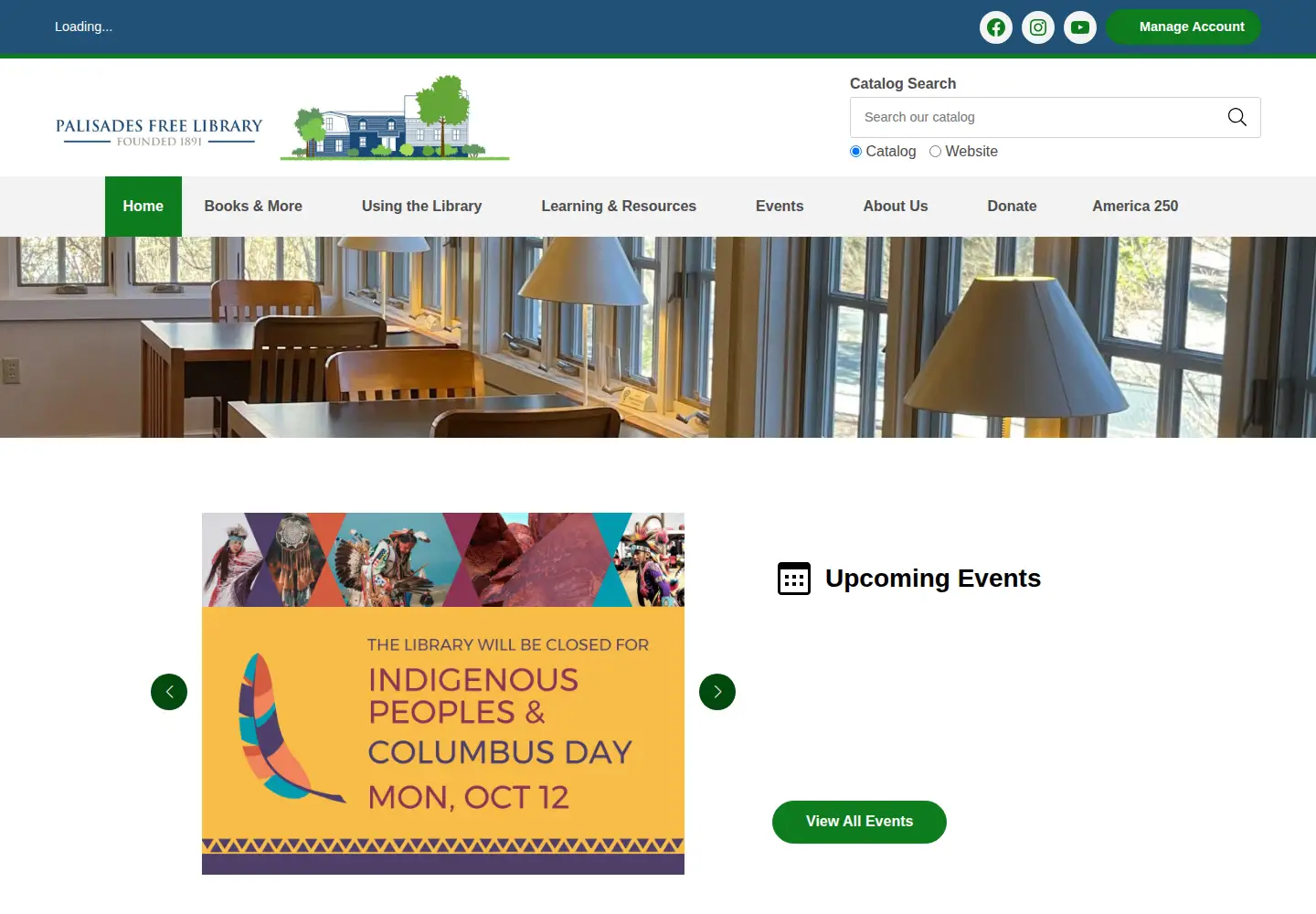 Screenshot of palisadeslibrary.org