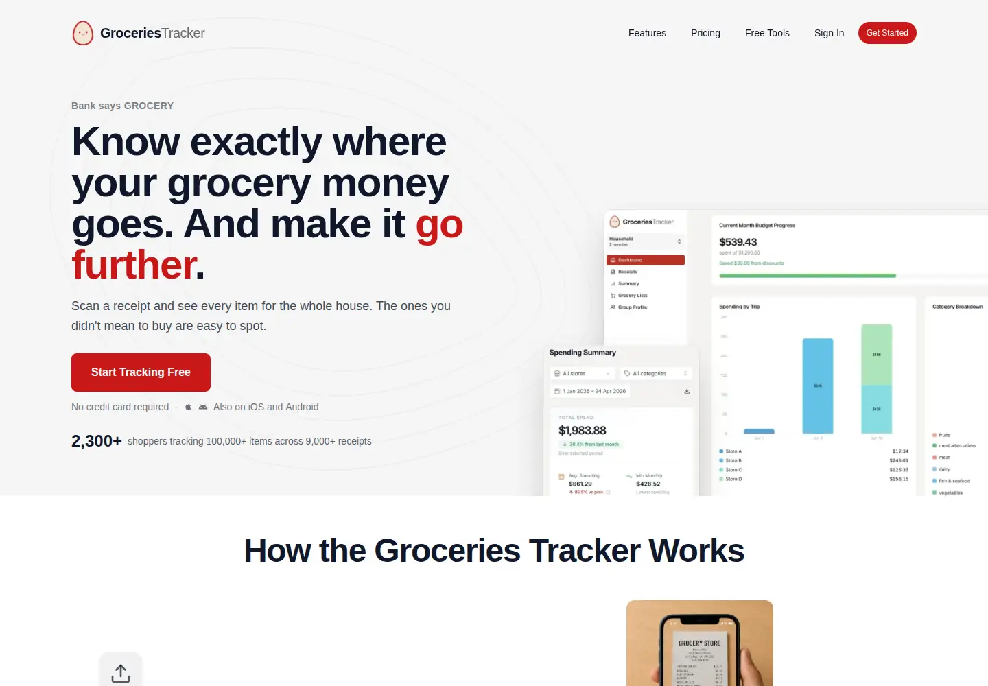 Captured homepage of groceriestracker.com in the current scan