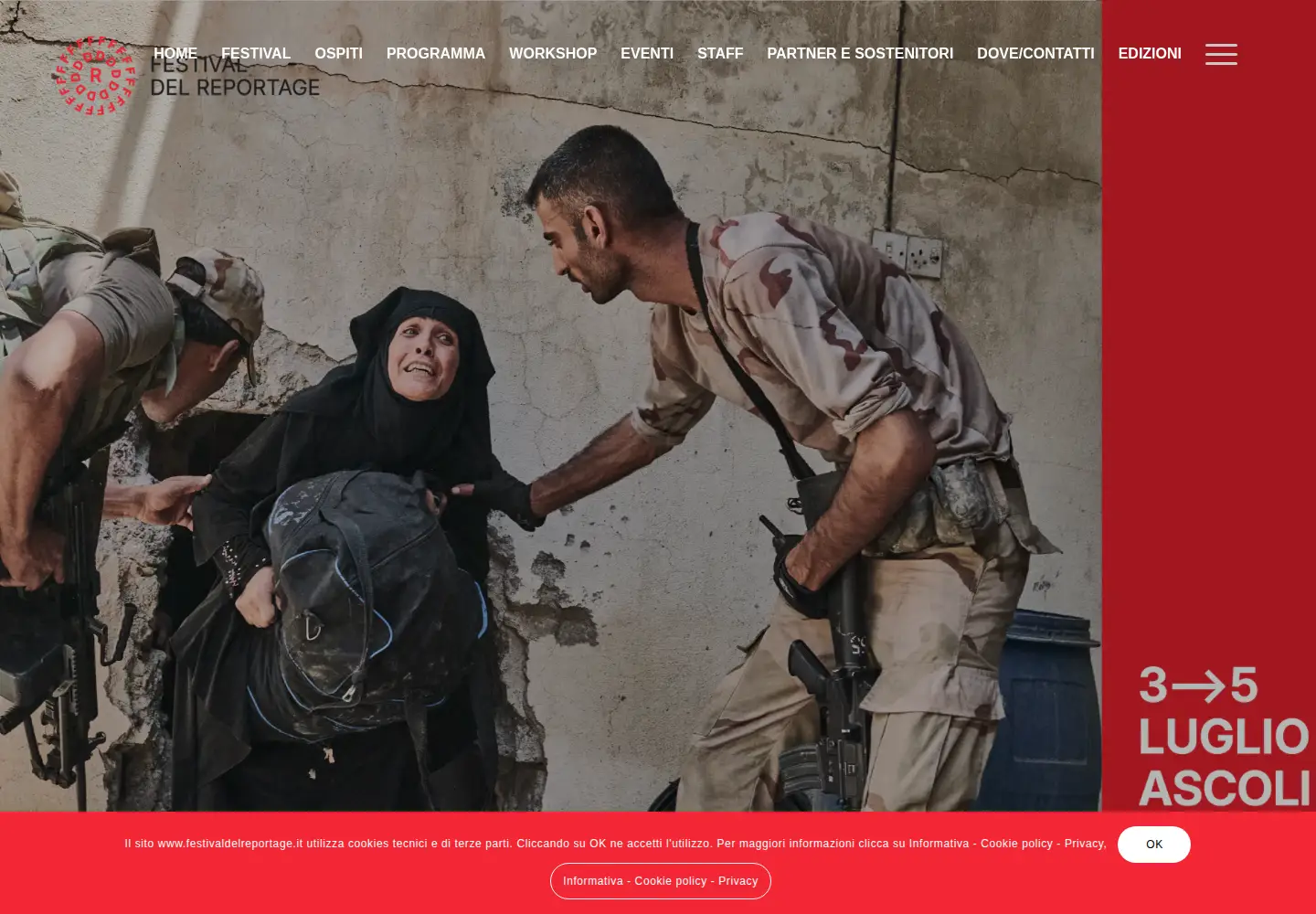 Captured homepage of festivaldelreportage.it in the current scan