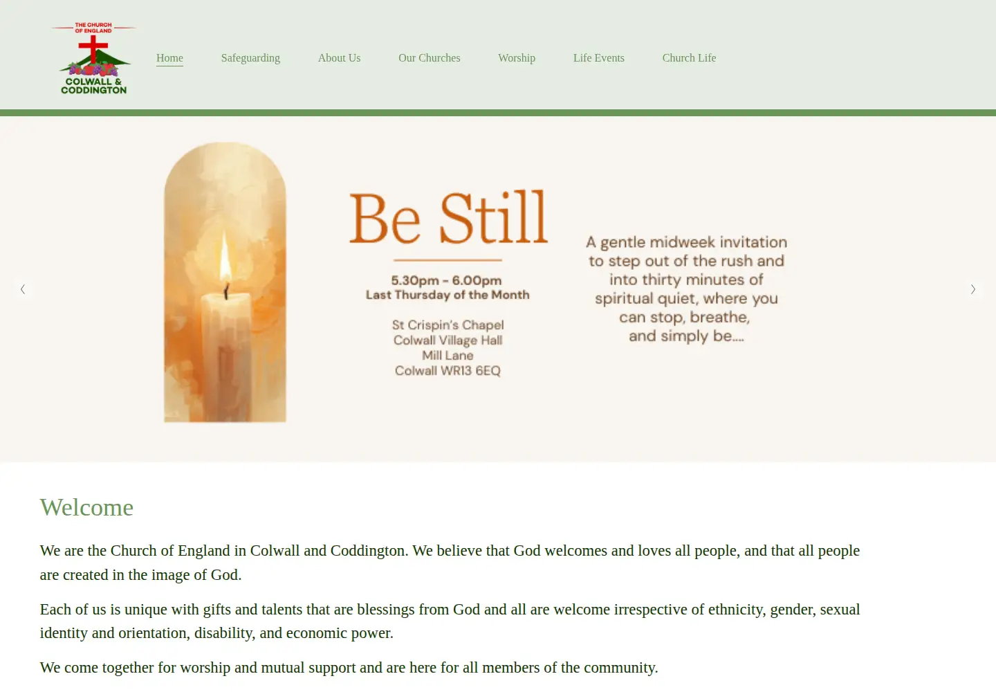 Captured homepage of colwallchurch.org in the current scan
