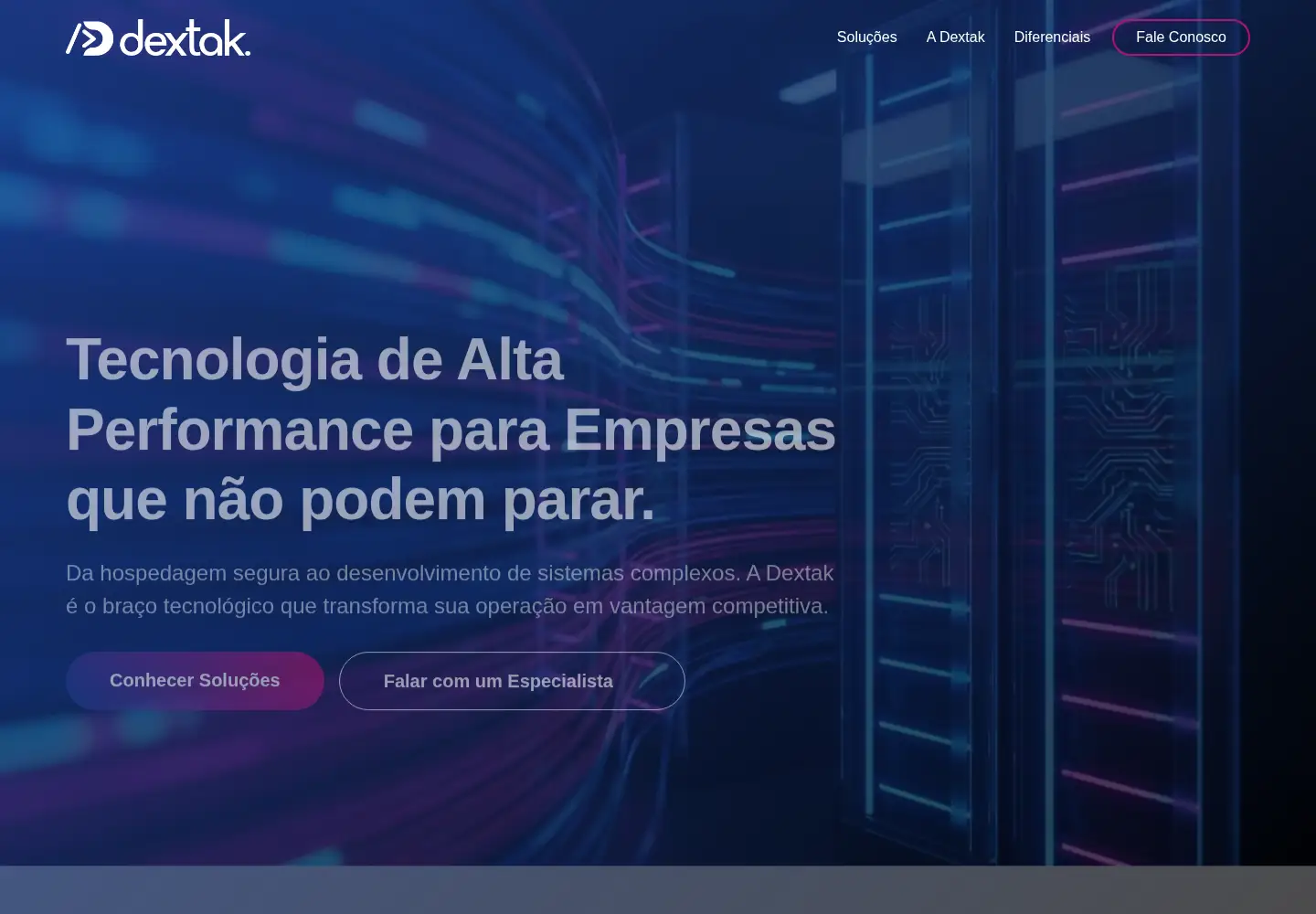 Captured homepage of dextak.com.br in the current scan