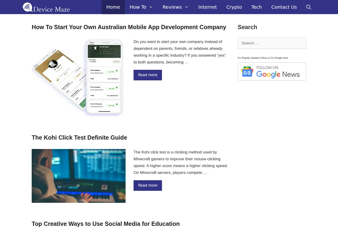 Screenshot of devicemaze.com