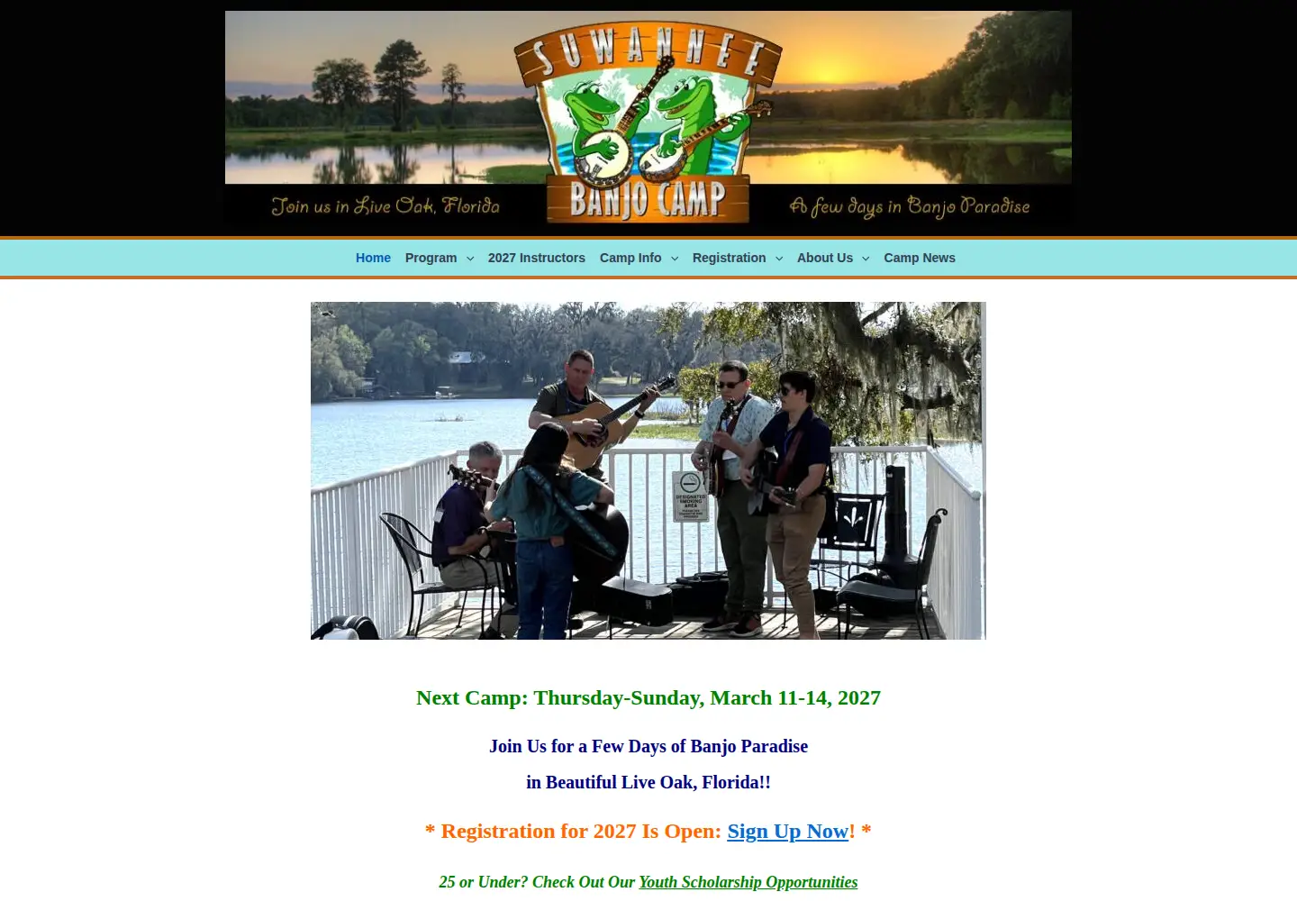 Screenshot of suwanneebanjocamp.com
