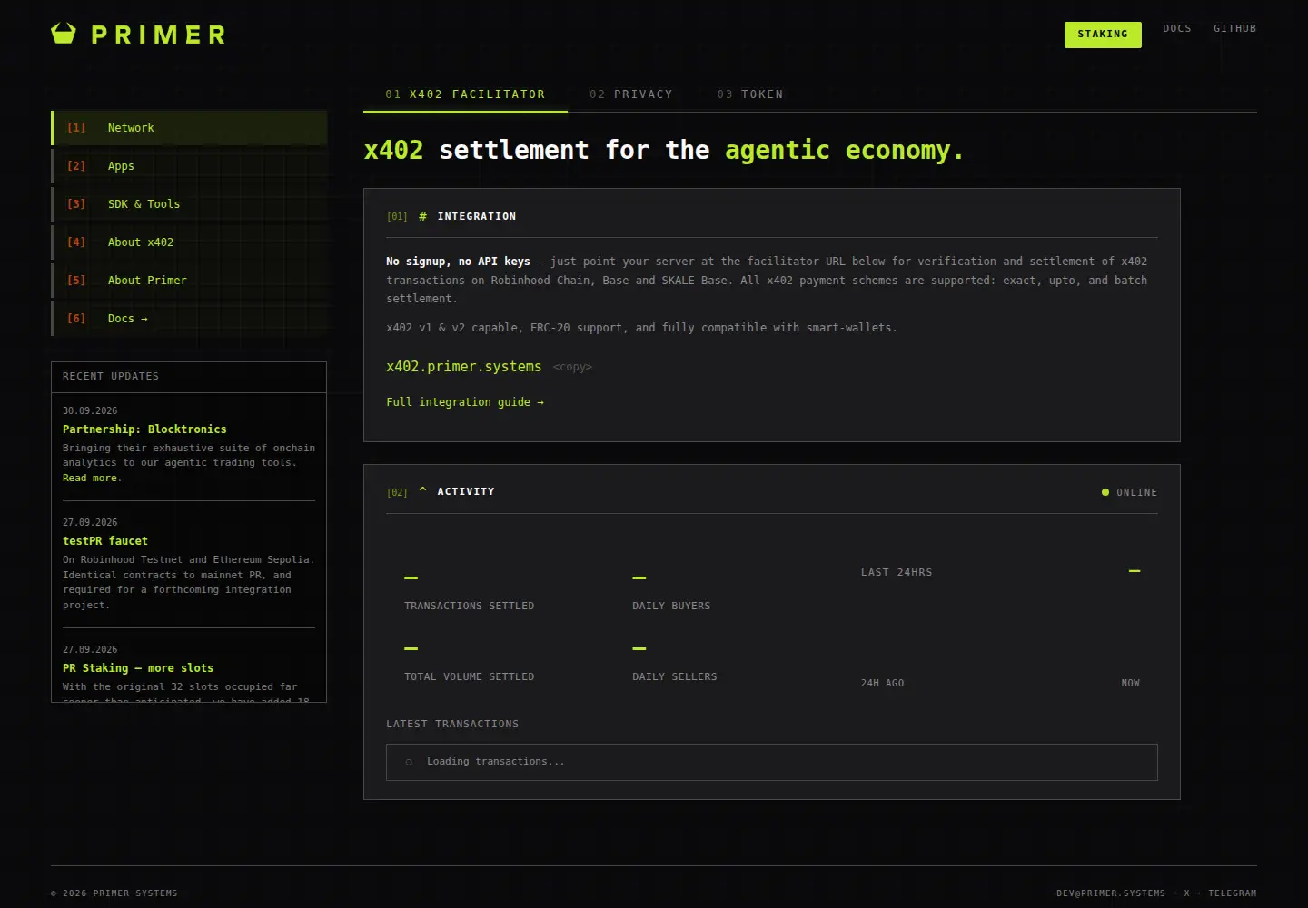 Captured homepage of primer.systems in the current scan