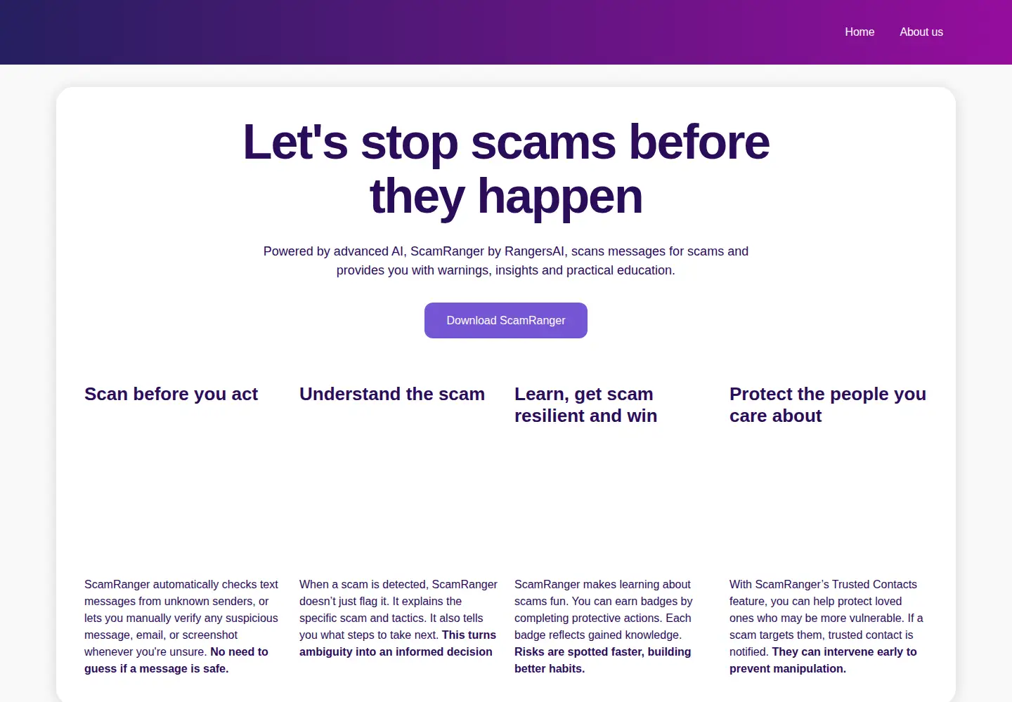 Screenshot of scamranger.ai