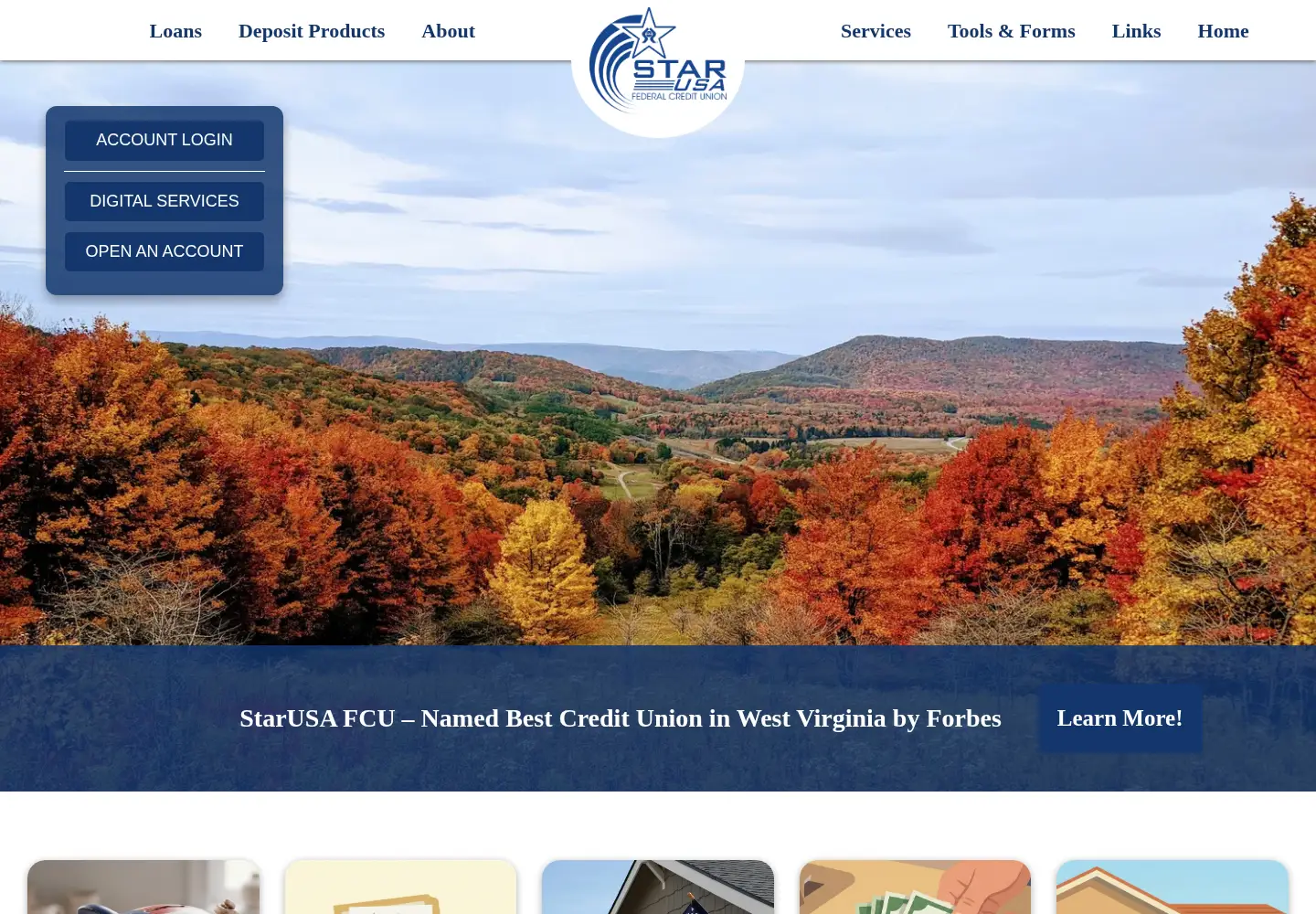 Captured homepage of starusafcu.com in the current scan