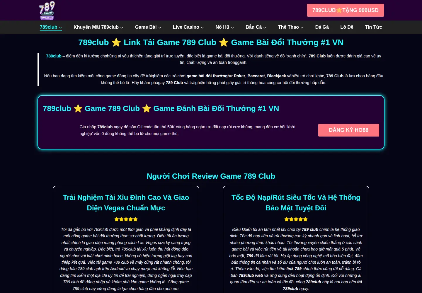 Captured homepage of 789club.llc in the current scan
