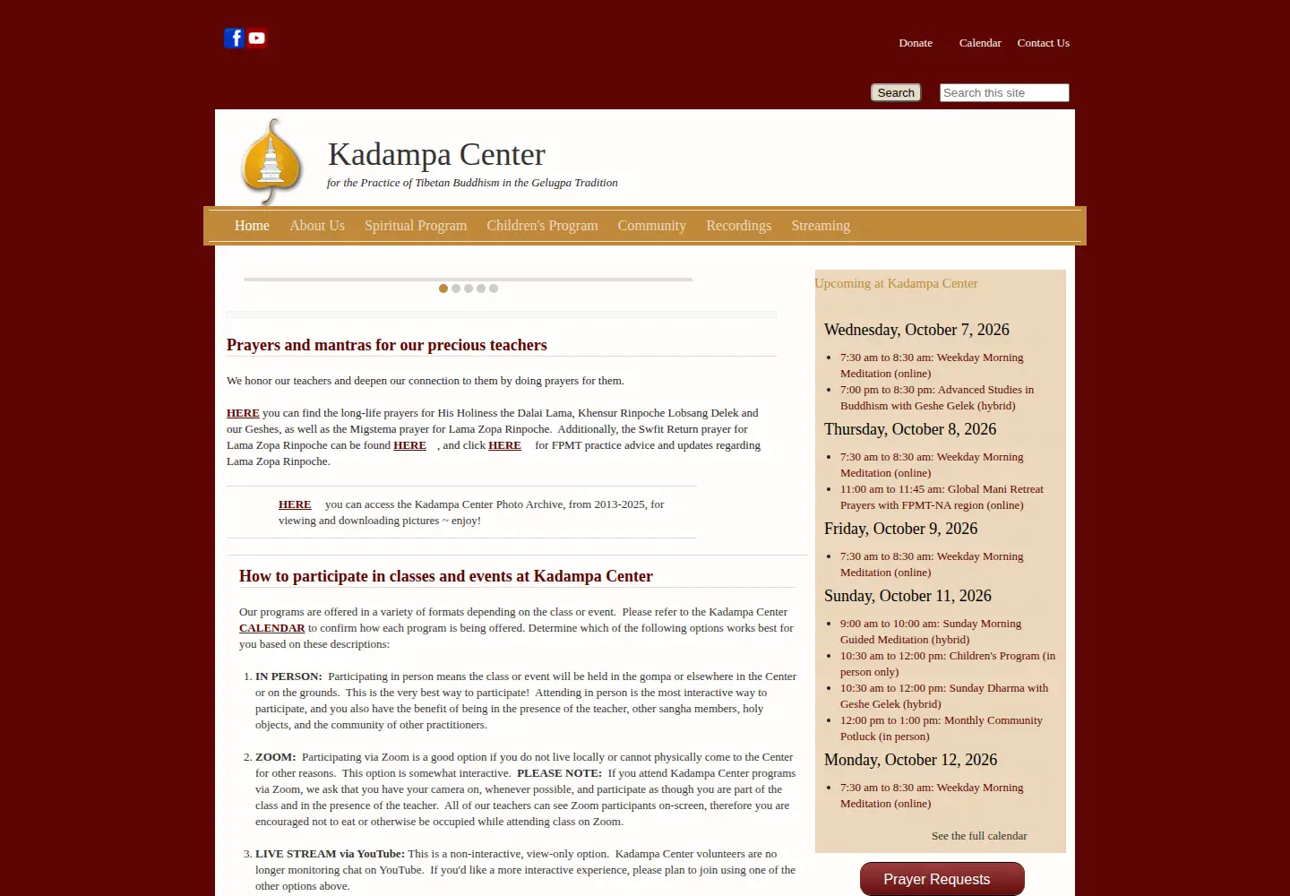 Screenshot of kadampa-center.org