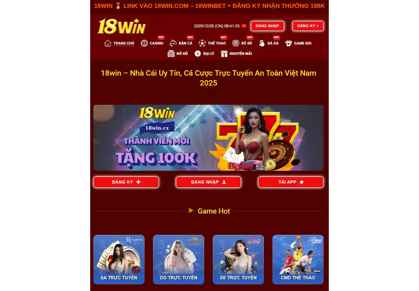 Screenshot of 18win.world
