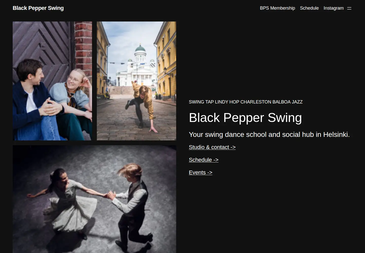 Screenshot of blackpepperswing.com