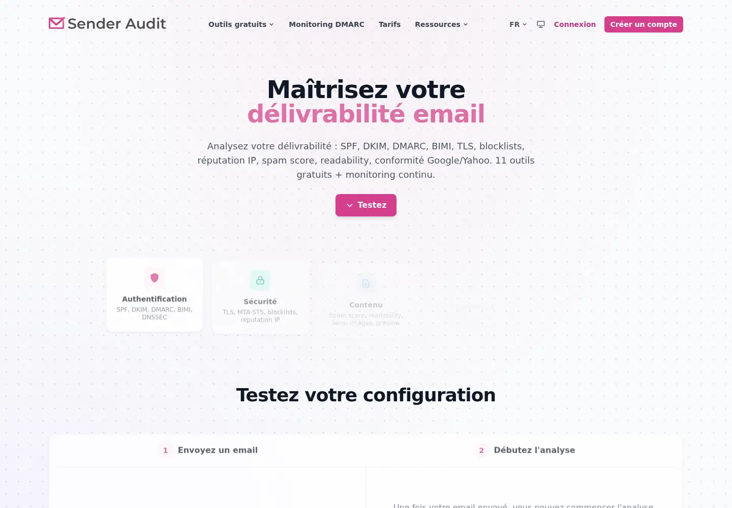 Screenshot of senderaudit.com