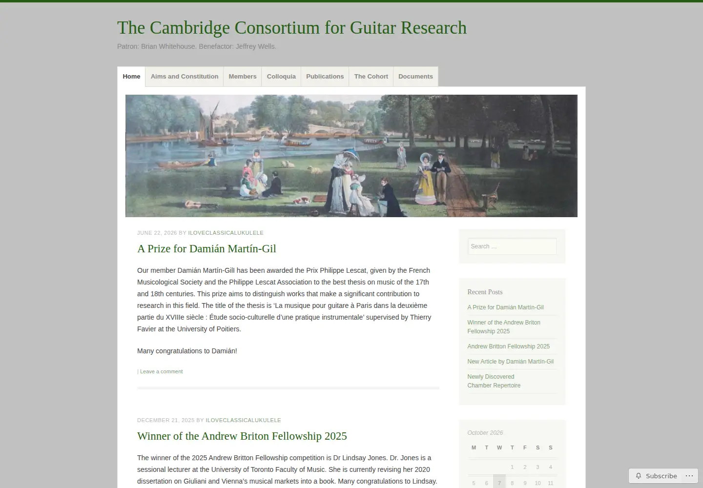Captured homepage of guitarconsortium.org in the current scan