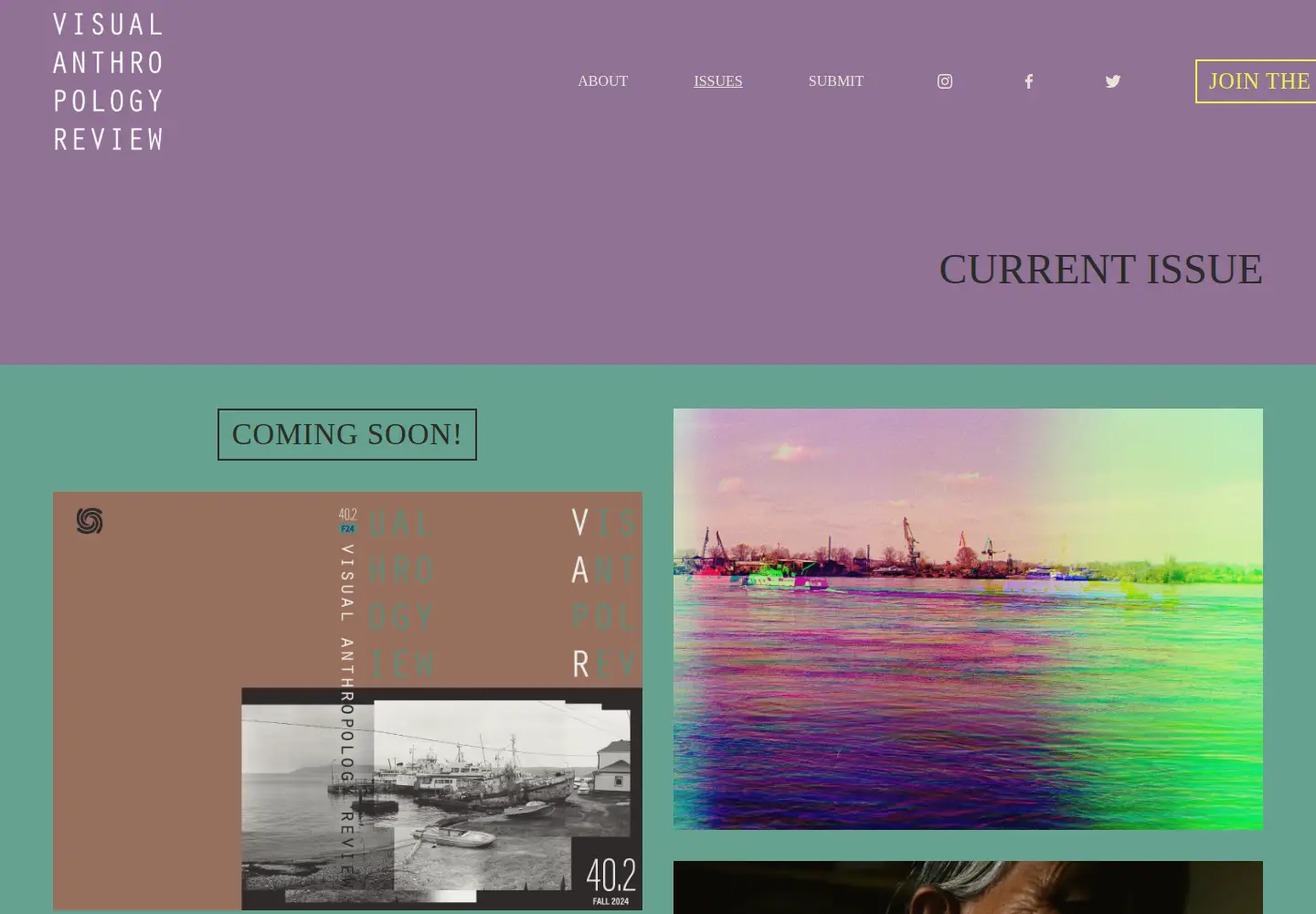 Captured homepage of visualanthropologyreview.org in the current scan