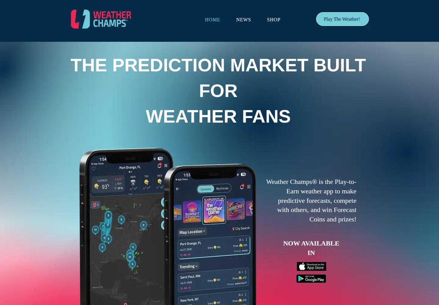 Screenshot of weatherchamps.app