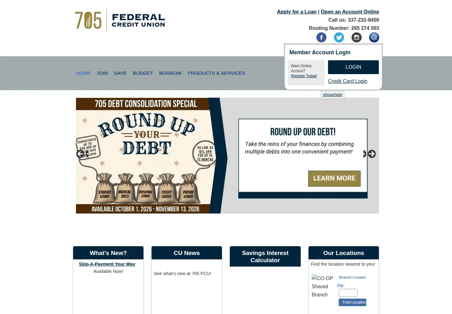 Screenshot of 705fcu.com