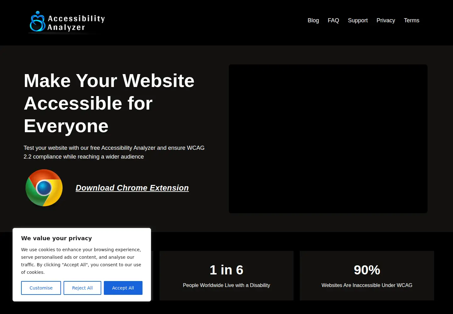 Captured homepage of a11yanalyzer.com in the current scan