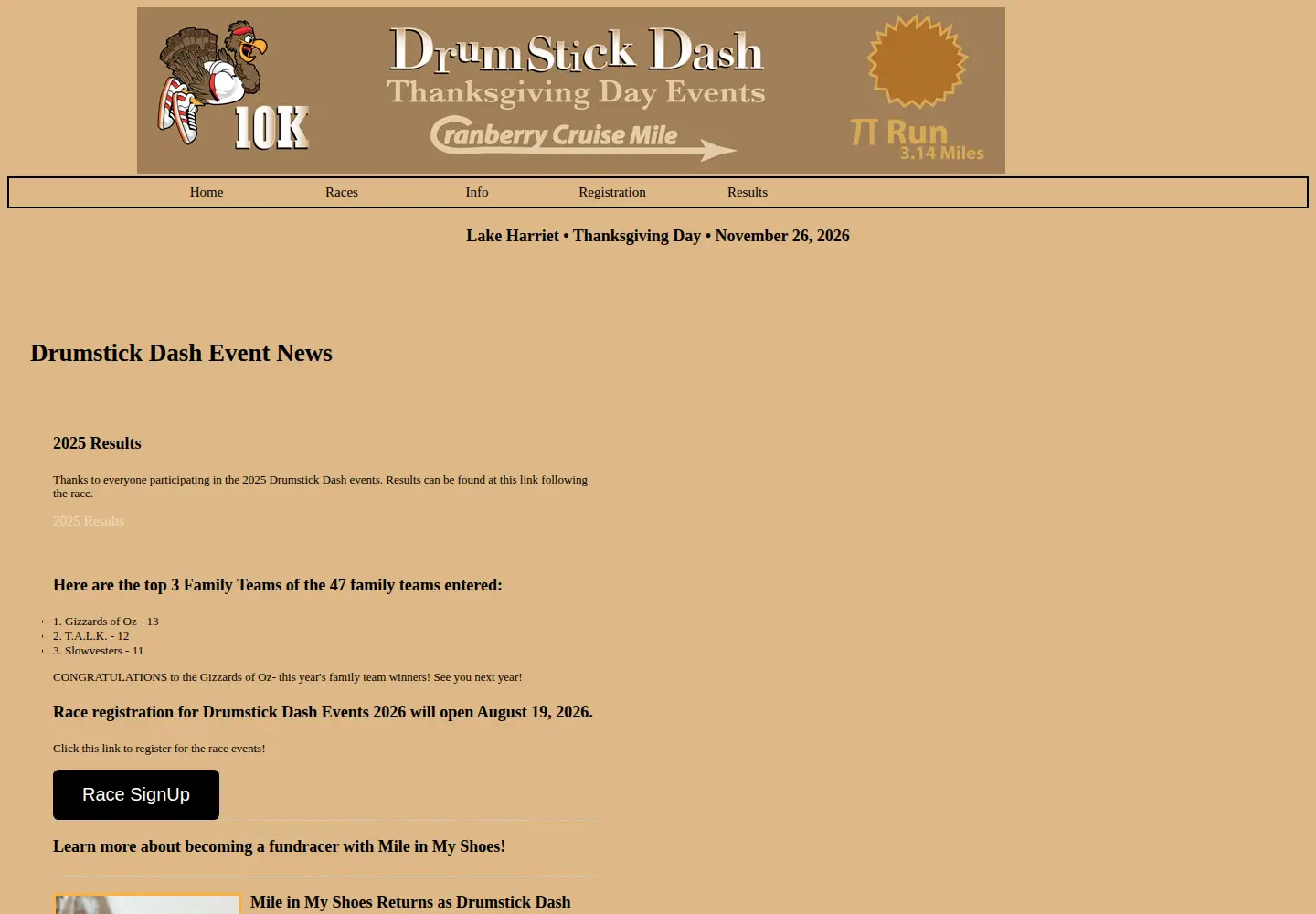 Captured homepage of drumstickdash10k.com in the current scan