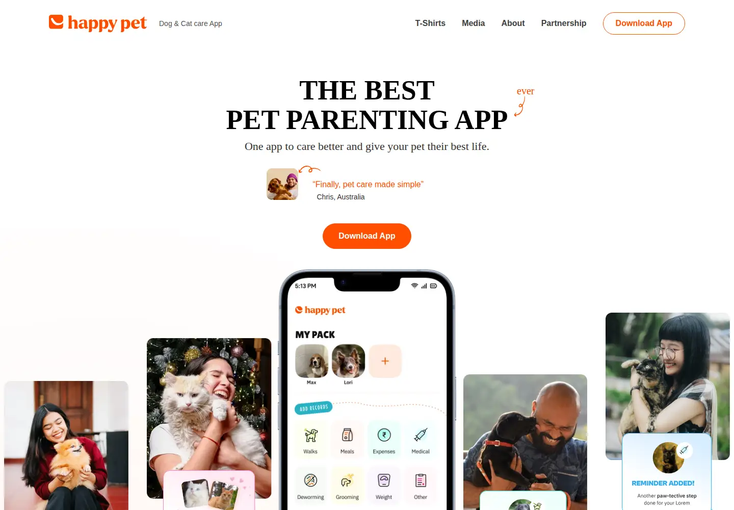 Captured homepage of happypet.care in the current scan