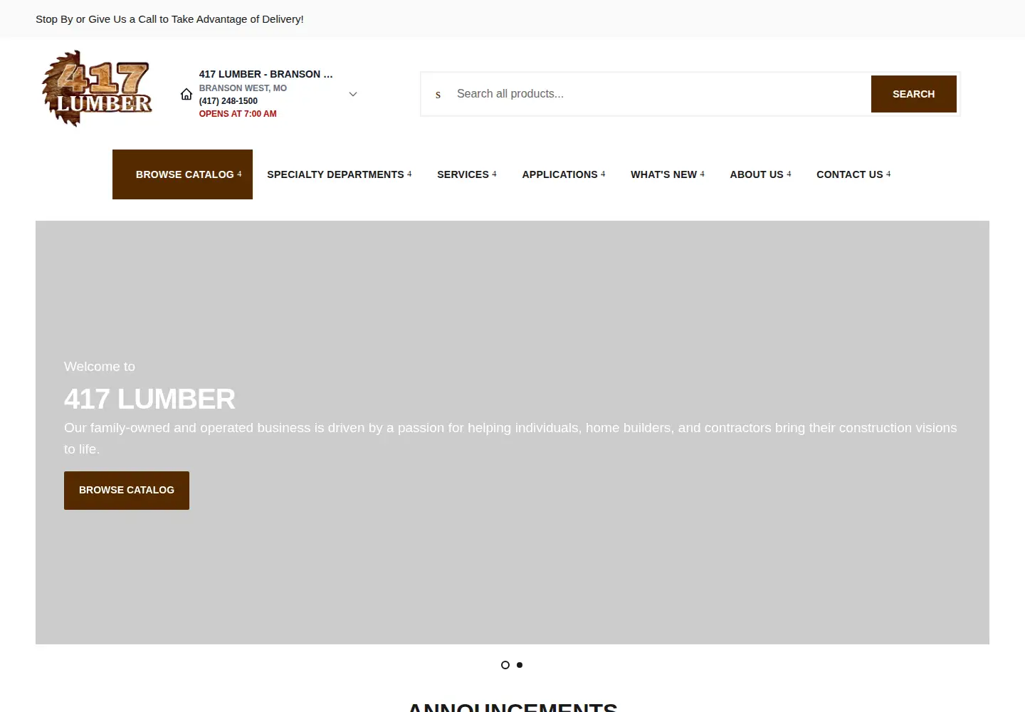 Screenshot of 417lumber.com