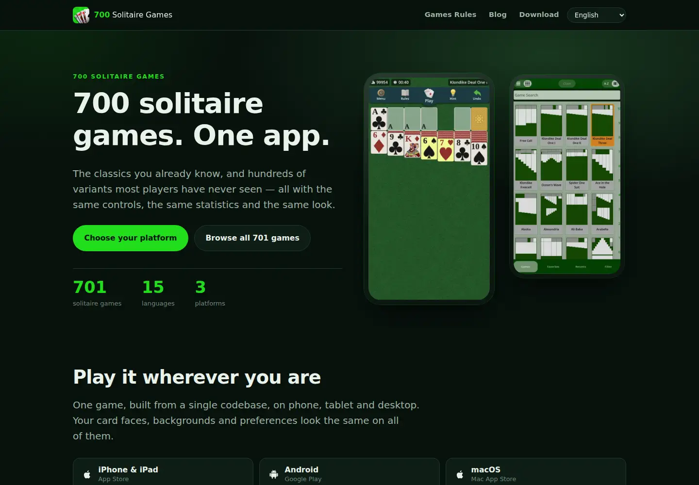 Screenshot of 700solitairegames.com