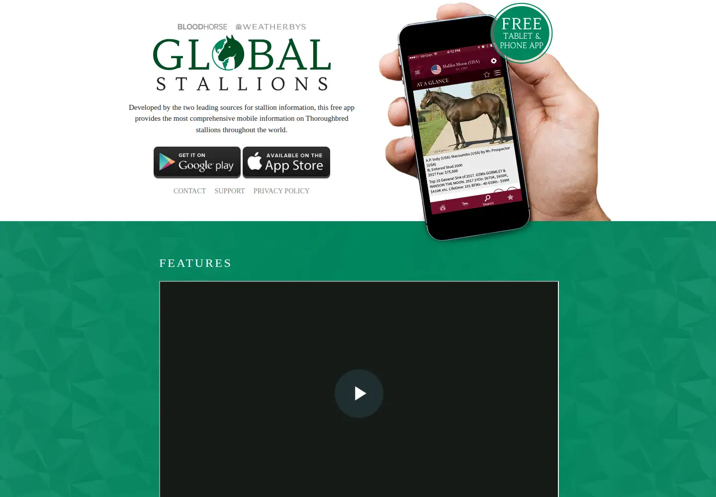 Captured homepage of globalstallionsapp.com in the current scan