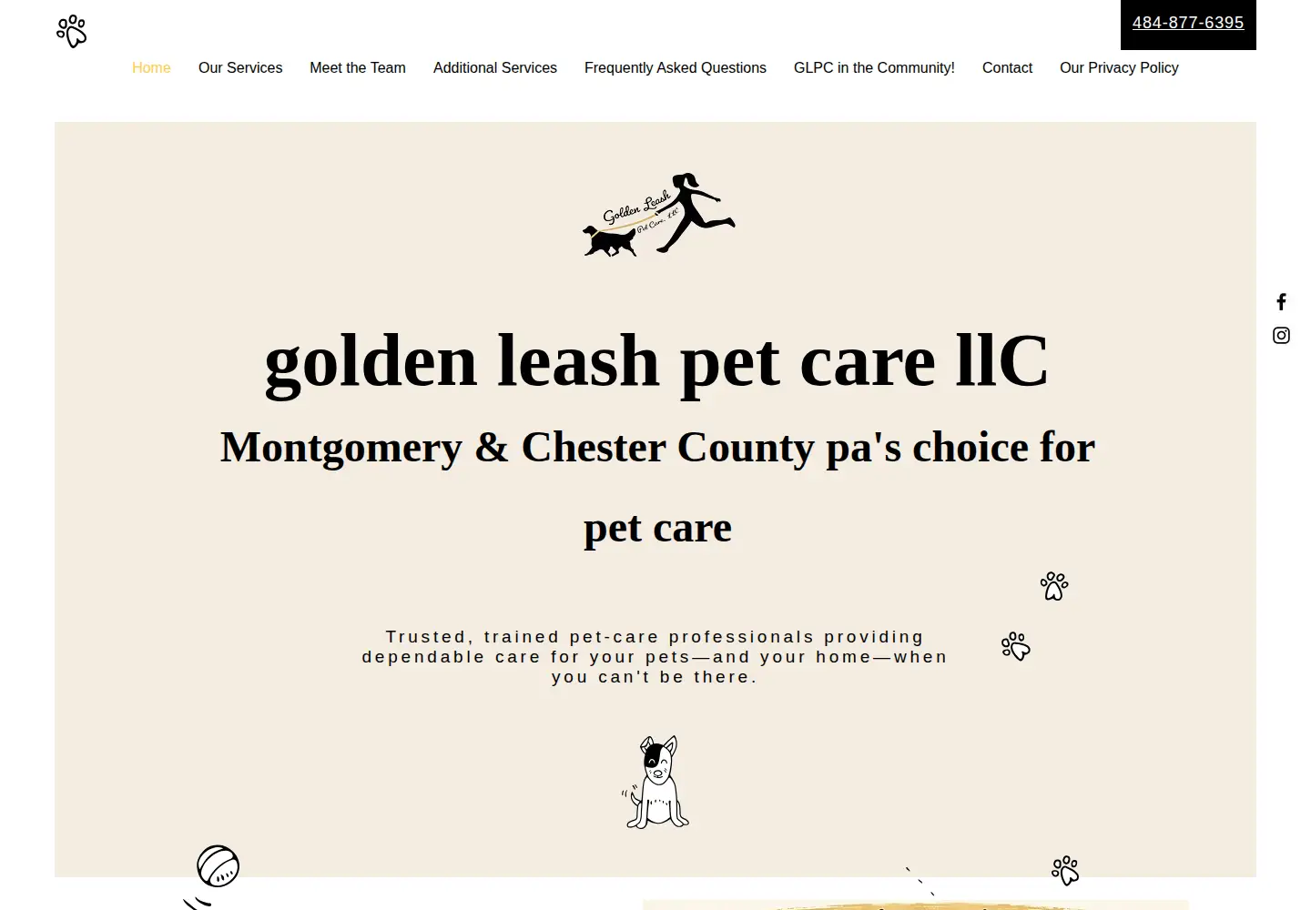 Captured homepage of goldenleashpetcarellc.com in the current scan
