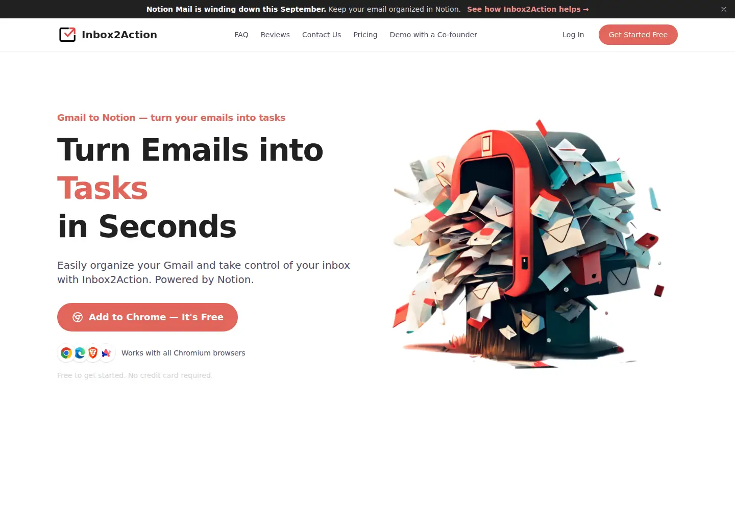 Captured homepage of inbox2notion.com in the current scan