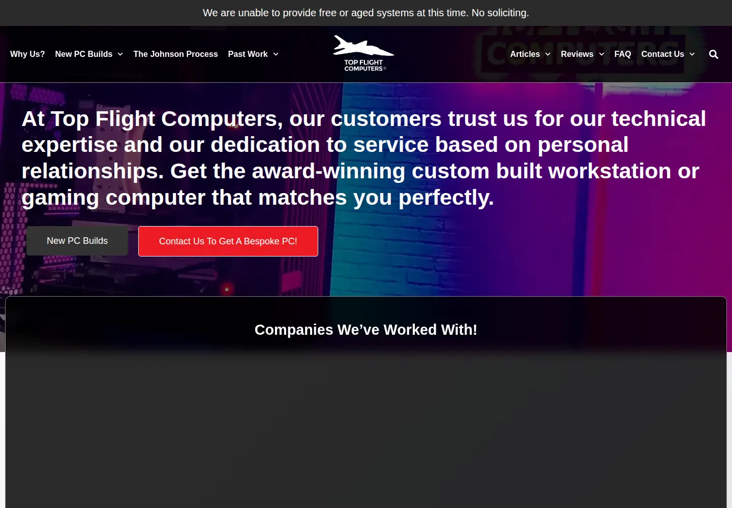 Screenshot of topflightpc.com