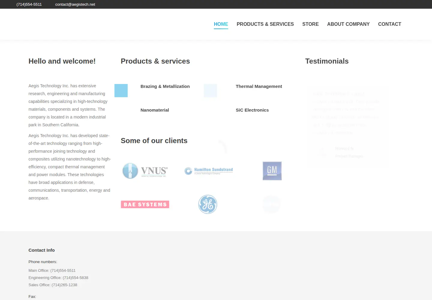 Screenshot of aegistech.net
