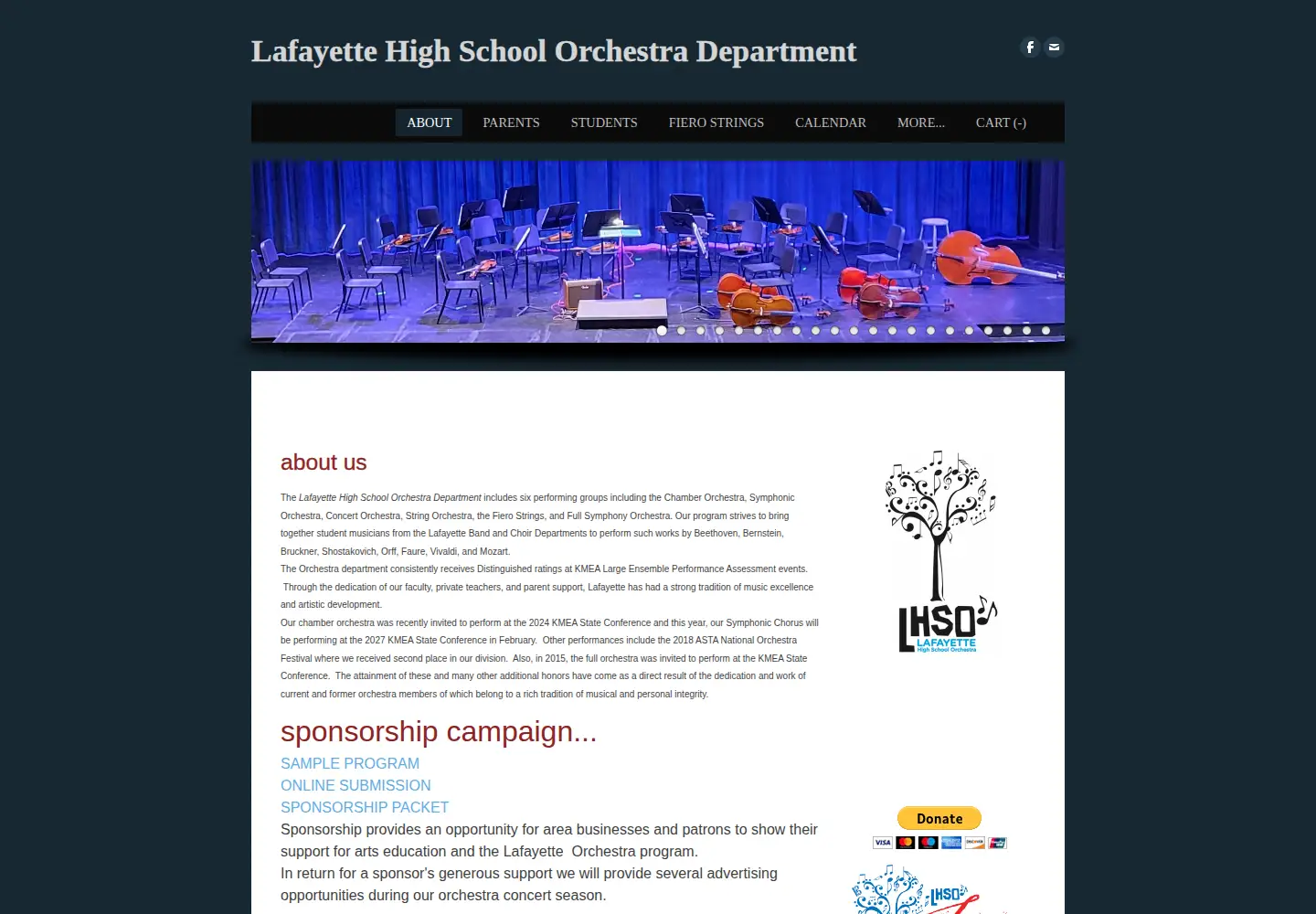 Screenshot of lafayetteorchestra.org
