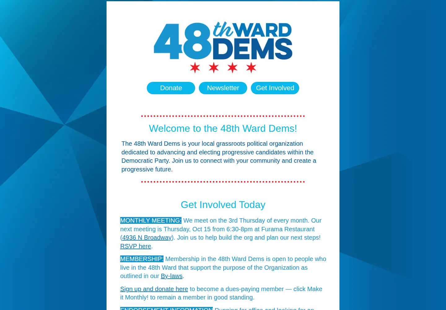 Captured homepage of 48thwarddems.org in the current scan