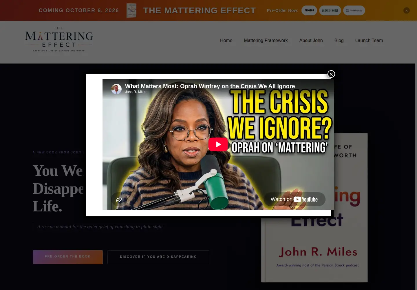Captured homepage of matteringeffect.com in the current scan