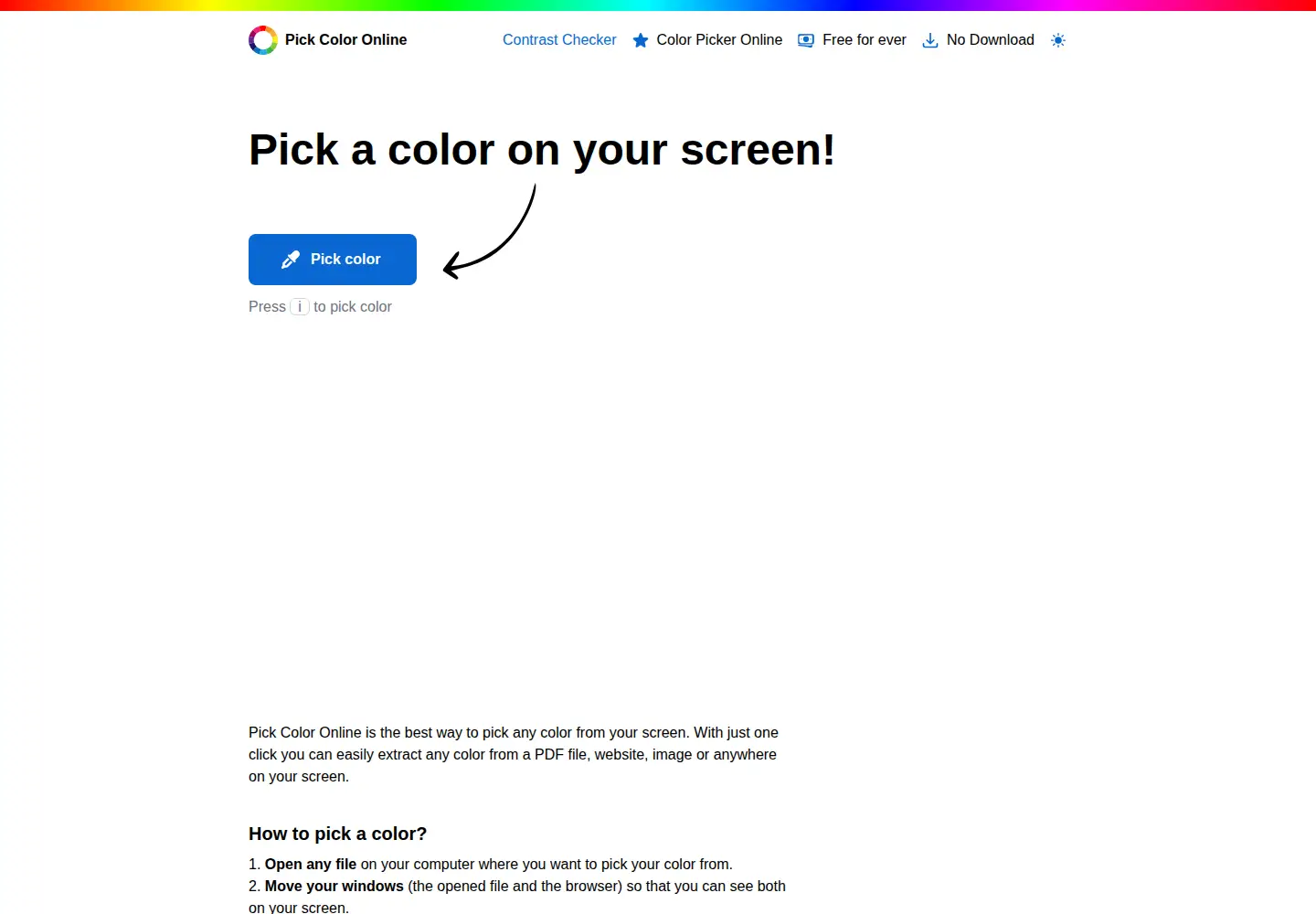 Screenshot of pickcoloronline.com
