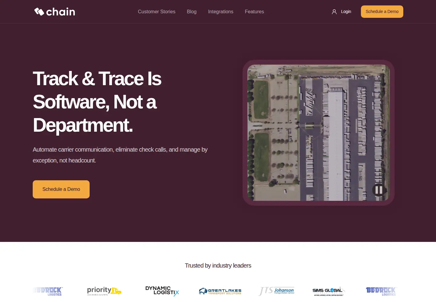 Captured homepage of trychain.com in the current scan