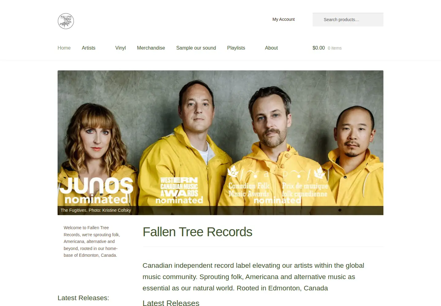 Screenshot of fallentreerecords.com
