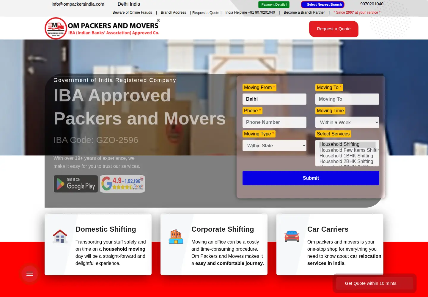 Screenshot of ompackersindia.com