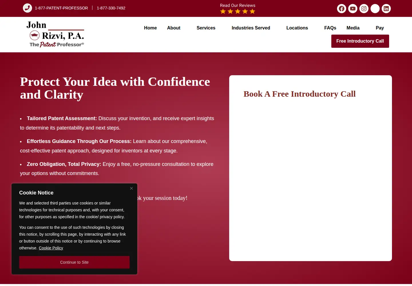 Screenshot of thepatentprofessor.com
