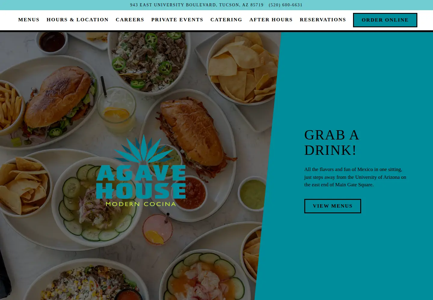 Screenshot of agavehousetucson.com
