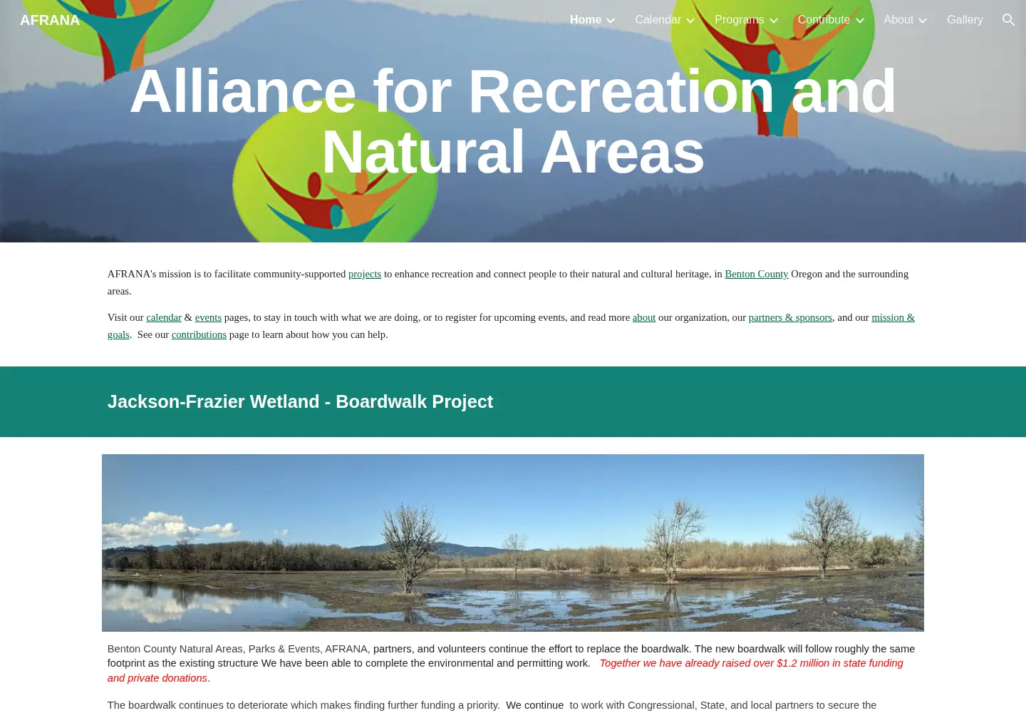 Captured homepage of afrana.org in the current scan